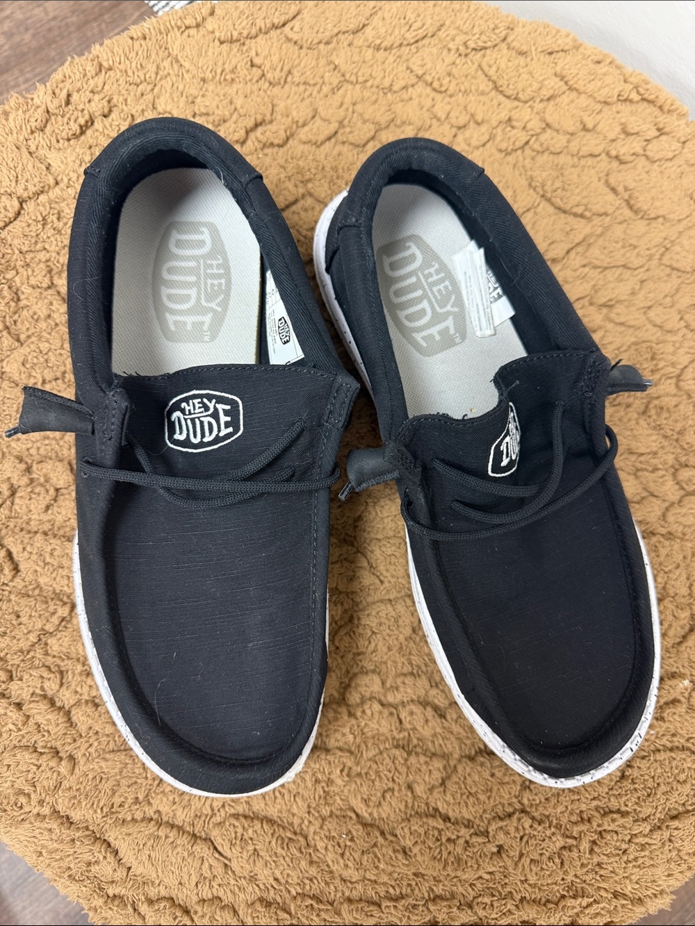 Hey Dude Men's Black Canvas Slip-On Loafers